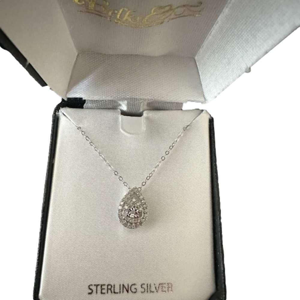 Sterling 1/4 CTW Diamond Necklace 9” Chain NWT